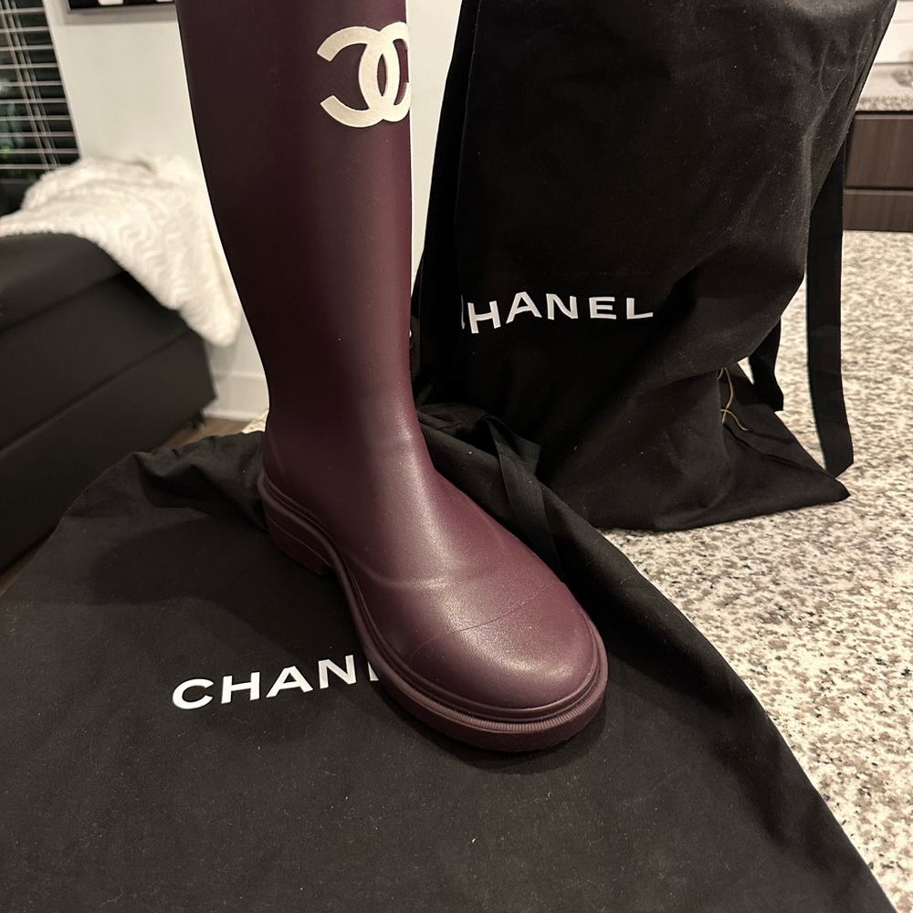 chanel rain boots